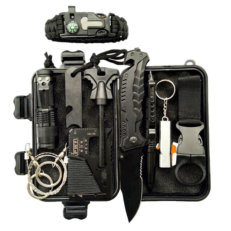 10 Piece Survival Kit (Black) - Ridge & Ride